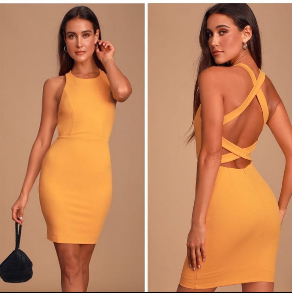 NWT Lulus Feeling Right Yellow Strappy Dress